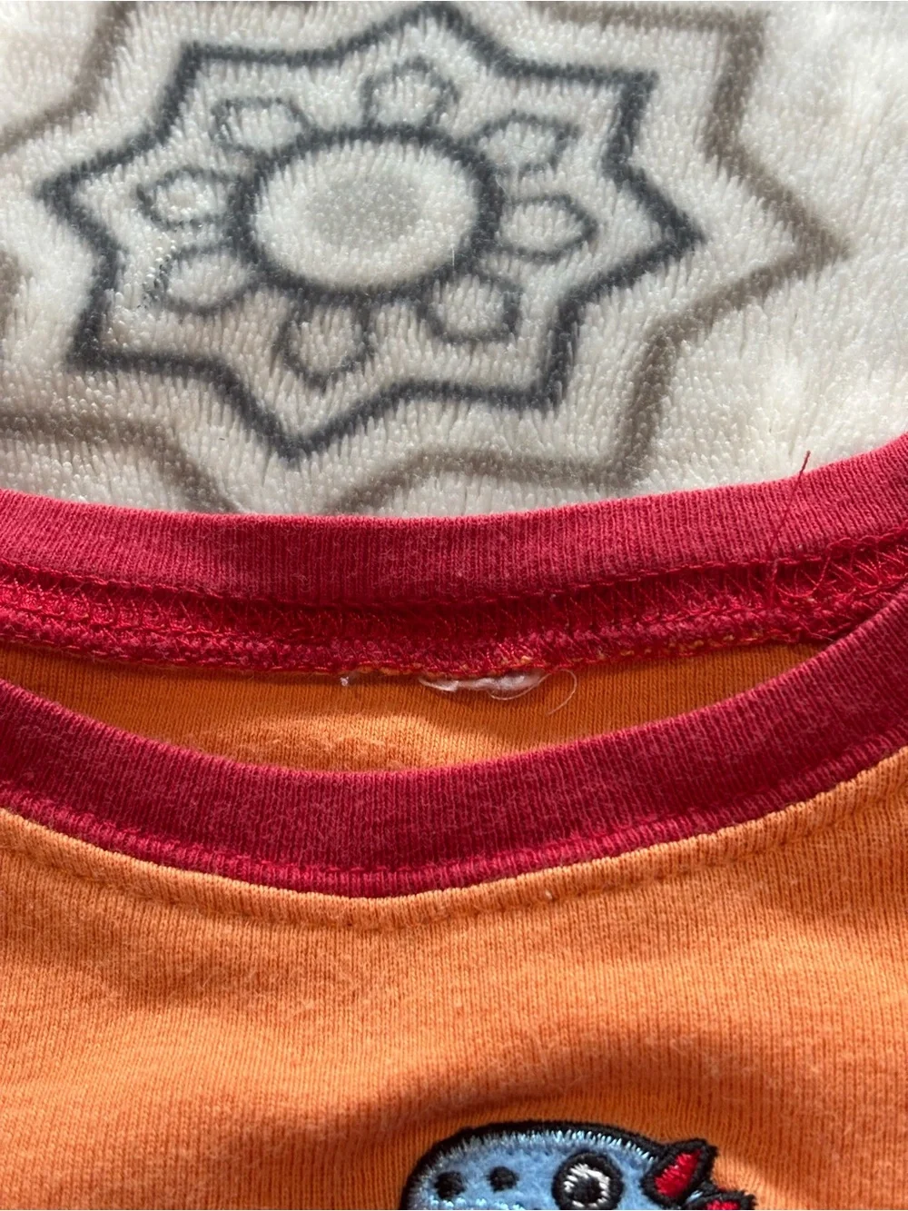 Vintage Y2K Baby GAP Orange Dinosaur Pajama Set with Red Trim 100% Cotton